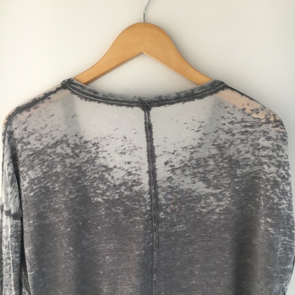 Chaser Horse Print Gray Burnout Long Sleeve Tee - Picture 7 of 8